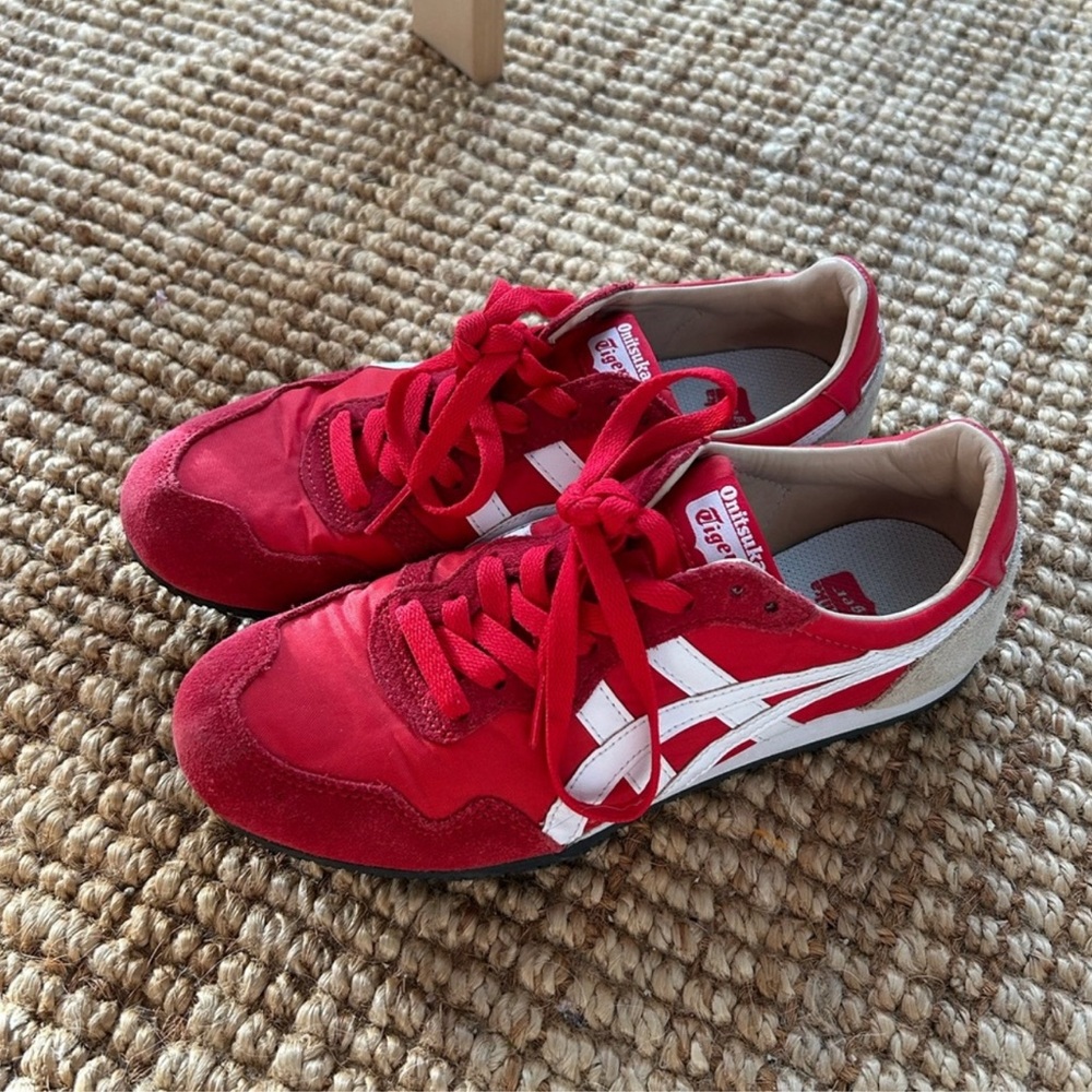 Red and White Onitsuka Tiger Sneakers